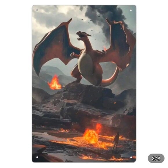 Charizard Pokemon Fire Dragon metal poster wall‎ decor - Picture 1 of 2